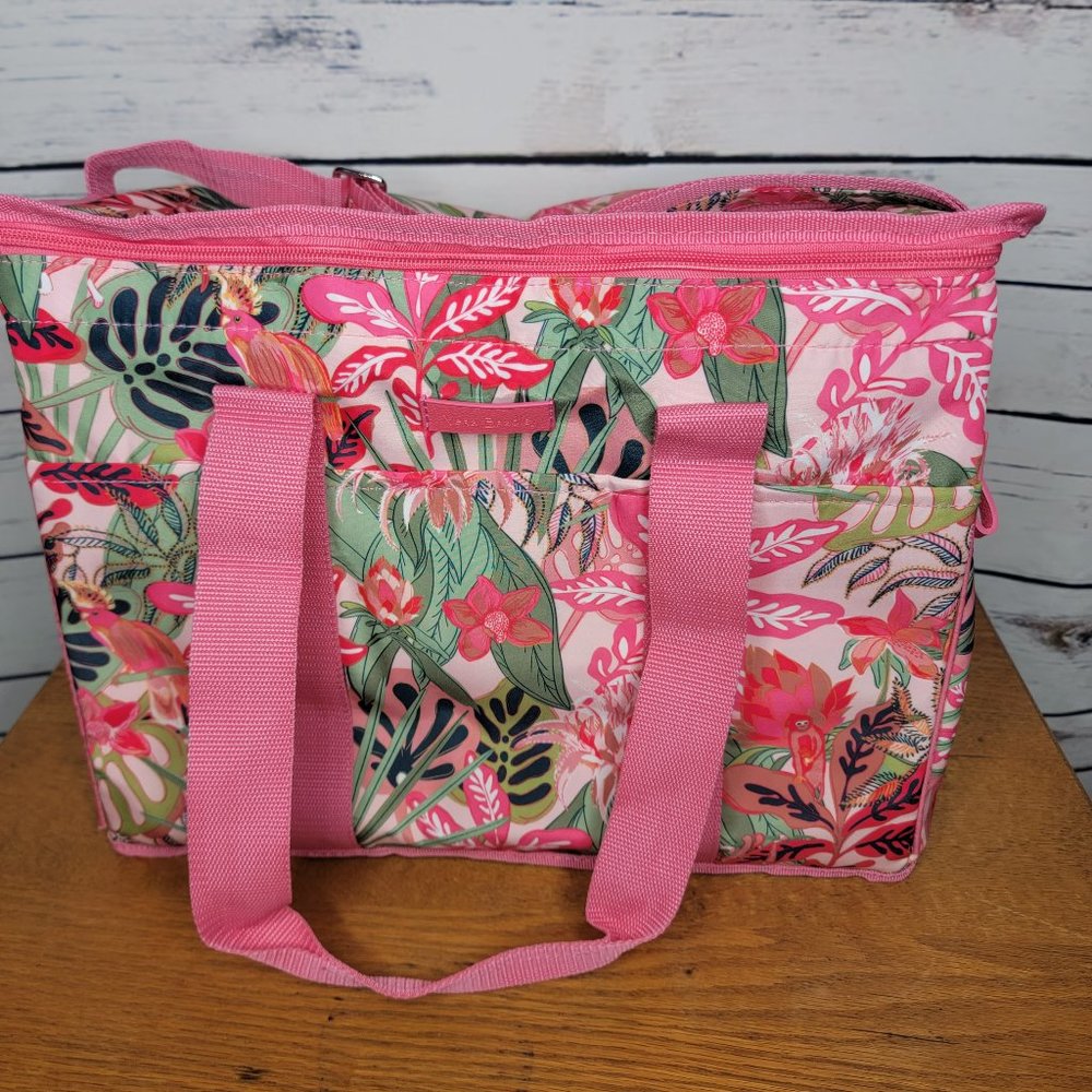 Vera Bradley Cooler Pink Tropical Palm Trees Picnic Beach Lunch New